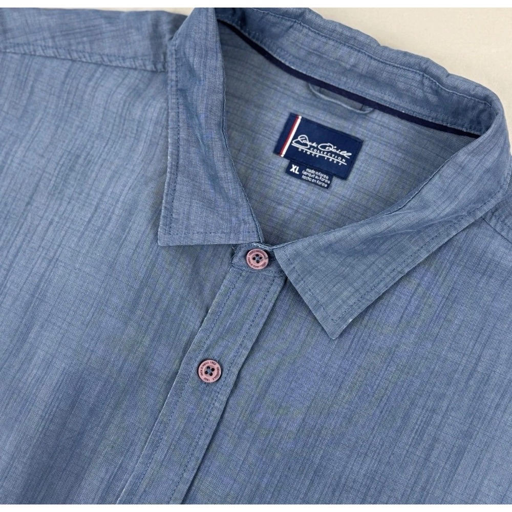 Jack O'Neill Button Down Shirt‎ Mens XL Blue Short Sleeve Textured Polynosic